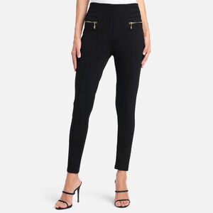 bebe - high waist skinny pants  studded logo bling gold zippers cute dress up